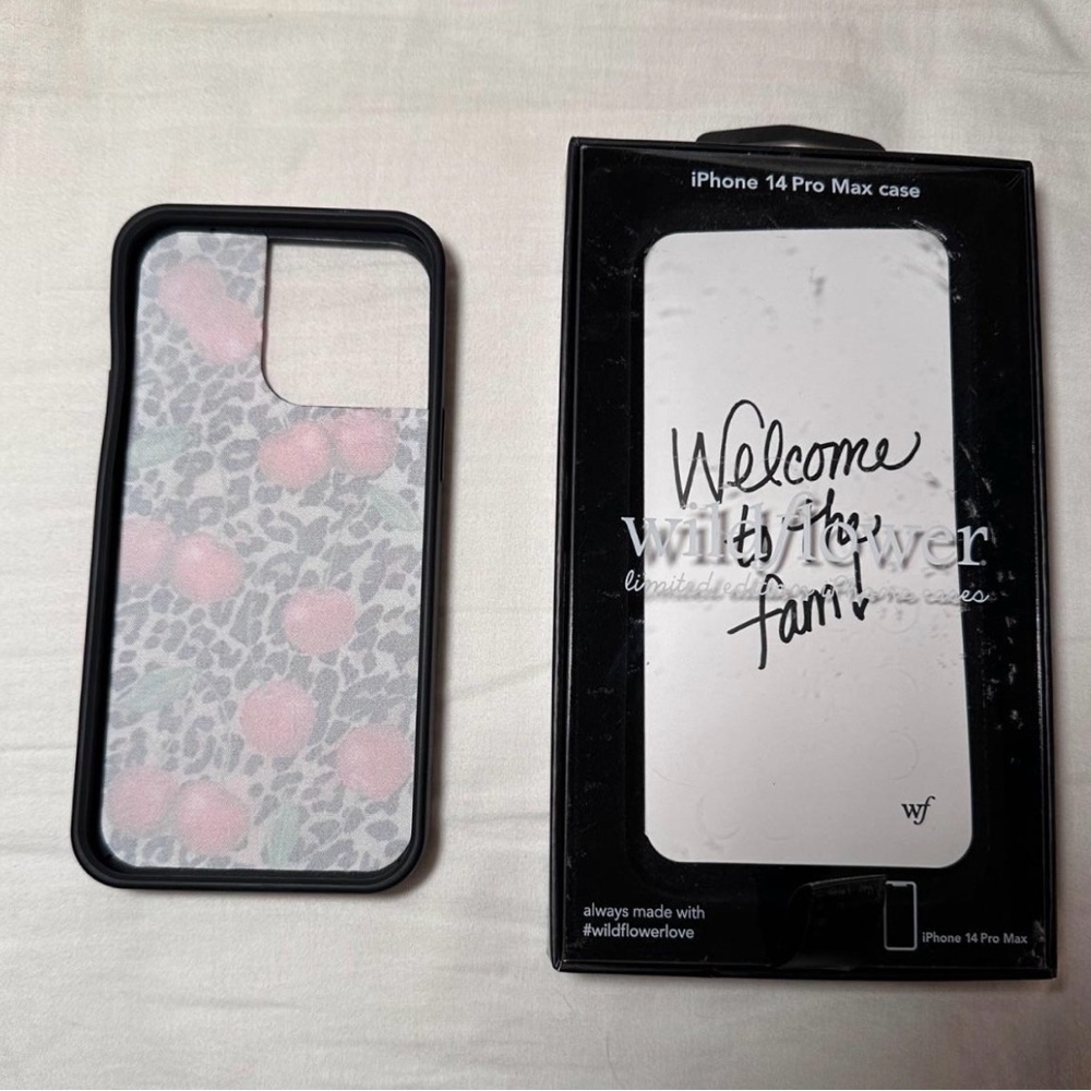 Wildflowers iPhone 14 Pro Max Case - Red, Green, Brown Leopard Cherry Design - Picture 2 of 2